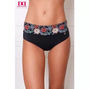 2552 08 Bikini alsó Fekete-virágmintás